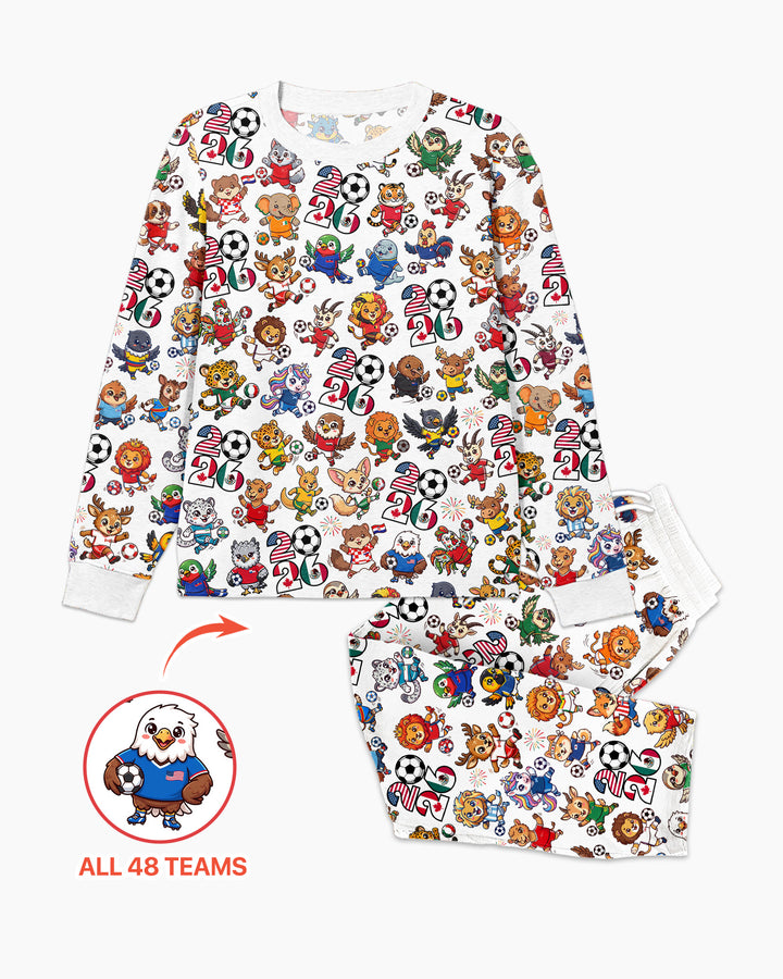Kawaii Animals Soccer Tour 2026 Family Matching Bamboo Men's Pajama Set