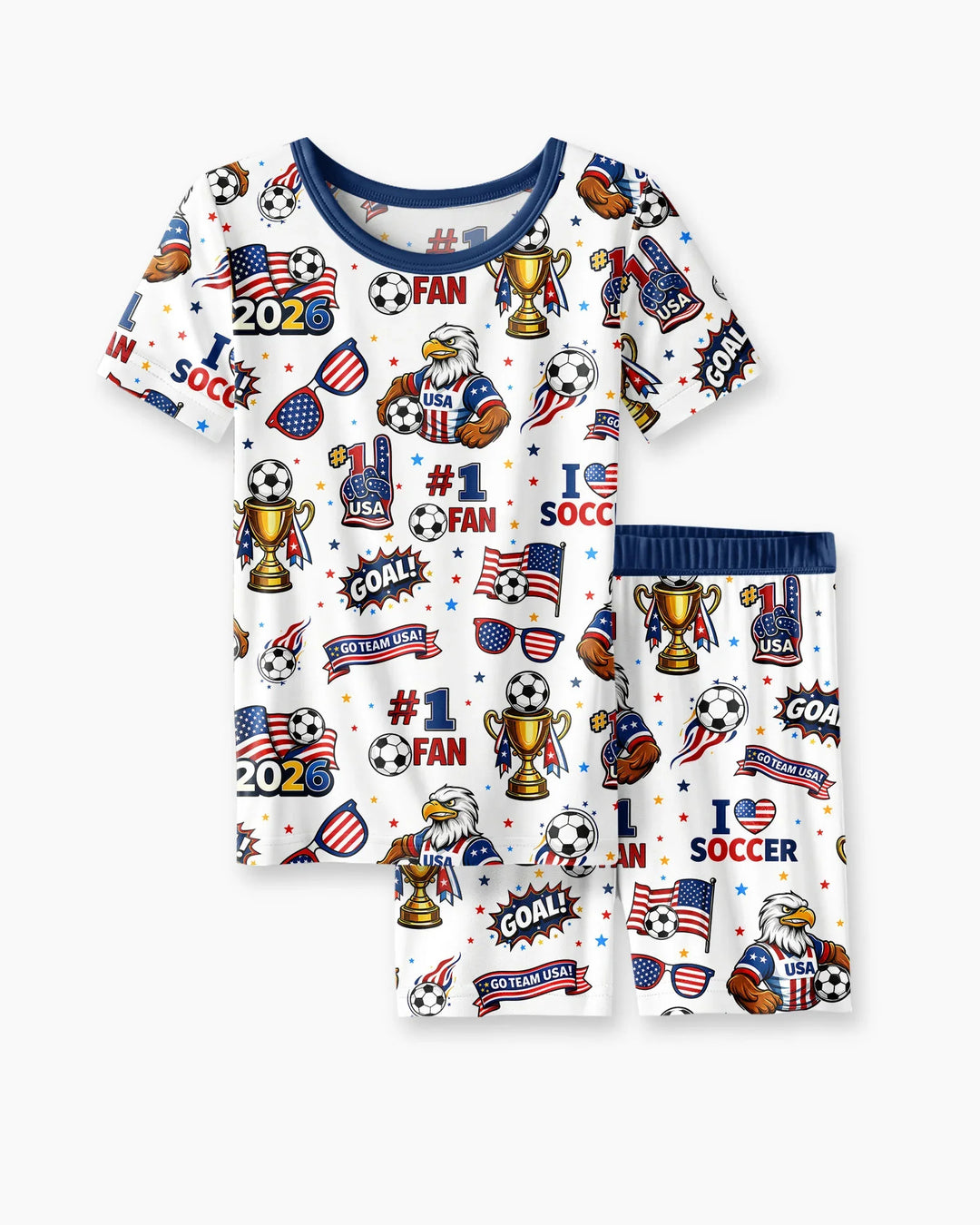 USA Soccer 2026 Party Bamboo Two Piece Short Sleeve Shorts Pajama Set