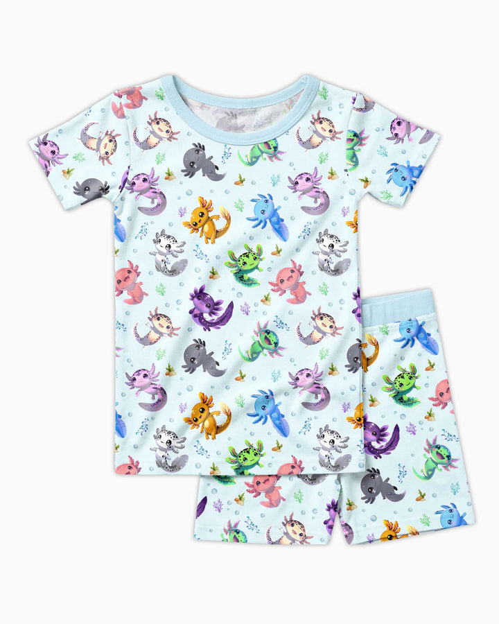 I Love You Axolotl Bamboo Two Piece Short Sleeve Shorts Pajama Set
