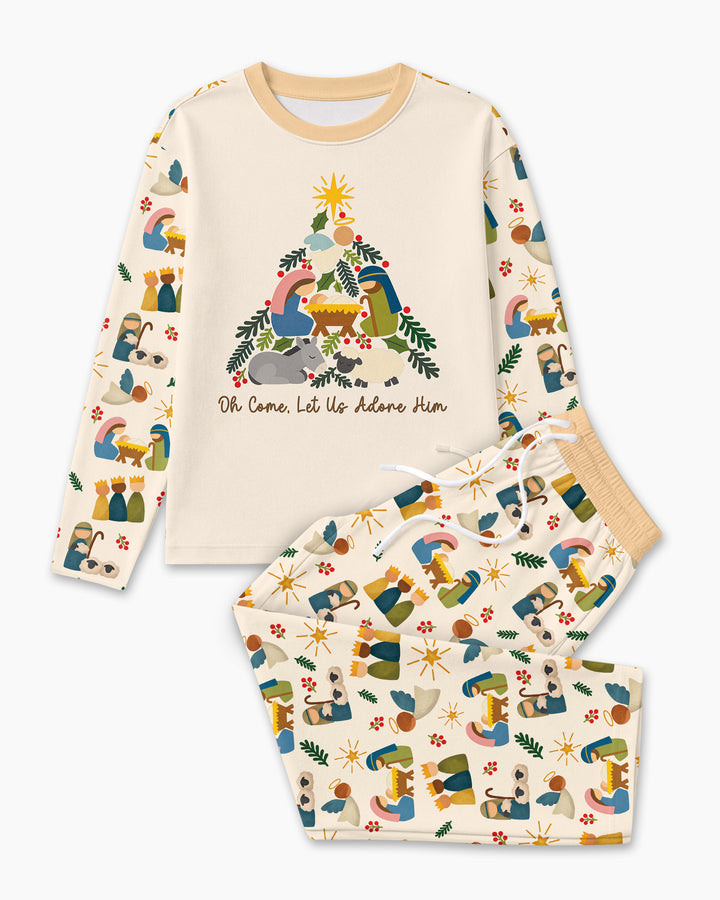 Oh Come, Let Us Adore Him Family Matching Bamboo Men's Pajama Set