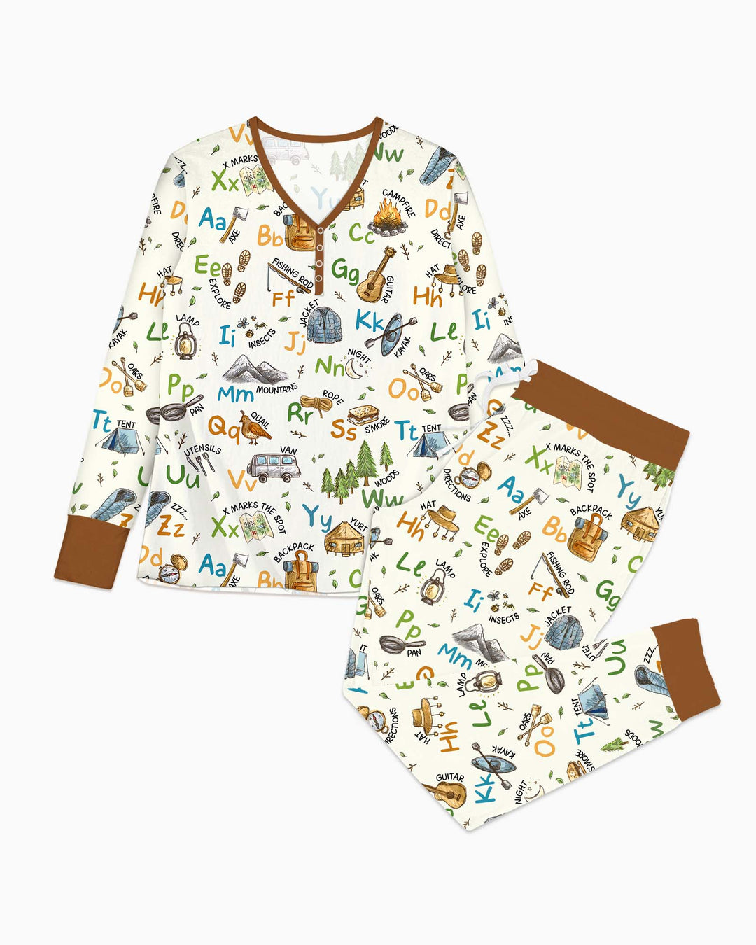 Adventure Alphabet ABCs Summer Camp Bamboo Women Pajama Set