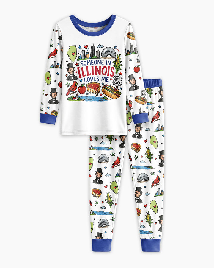 Someone in Illinois Loves Me Bamboo Two Piece Long Sleeve Pajama Set