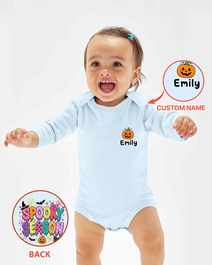 Personalized Spooky Season Pumpkin Ghost Bamboo Bodysuit
