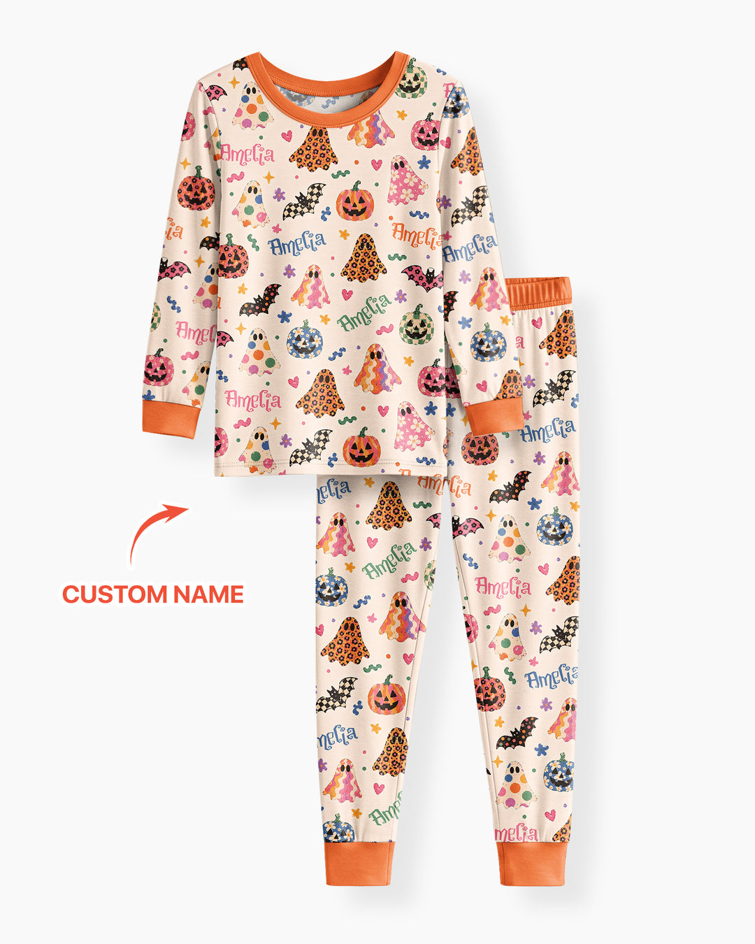 Funky Retro Halloween Bamboo Two Piece Long Sleeve Pajama Set