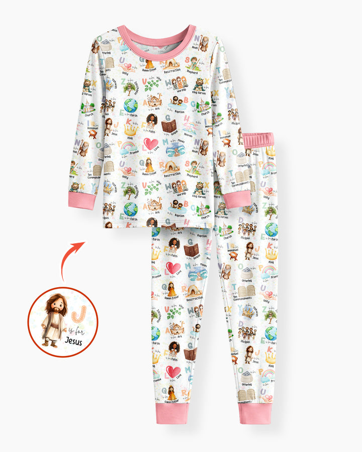 Bible ABC Alphabet Bamboo Two Piece Long Sleeve Pajama Set