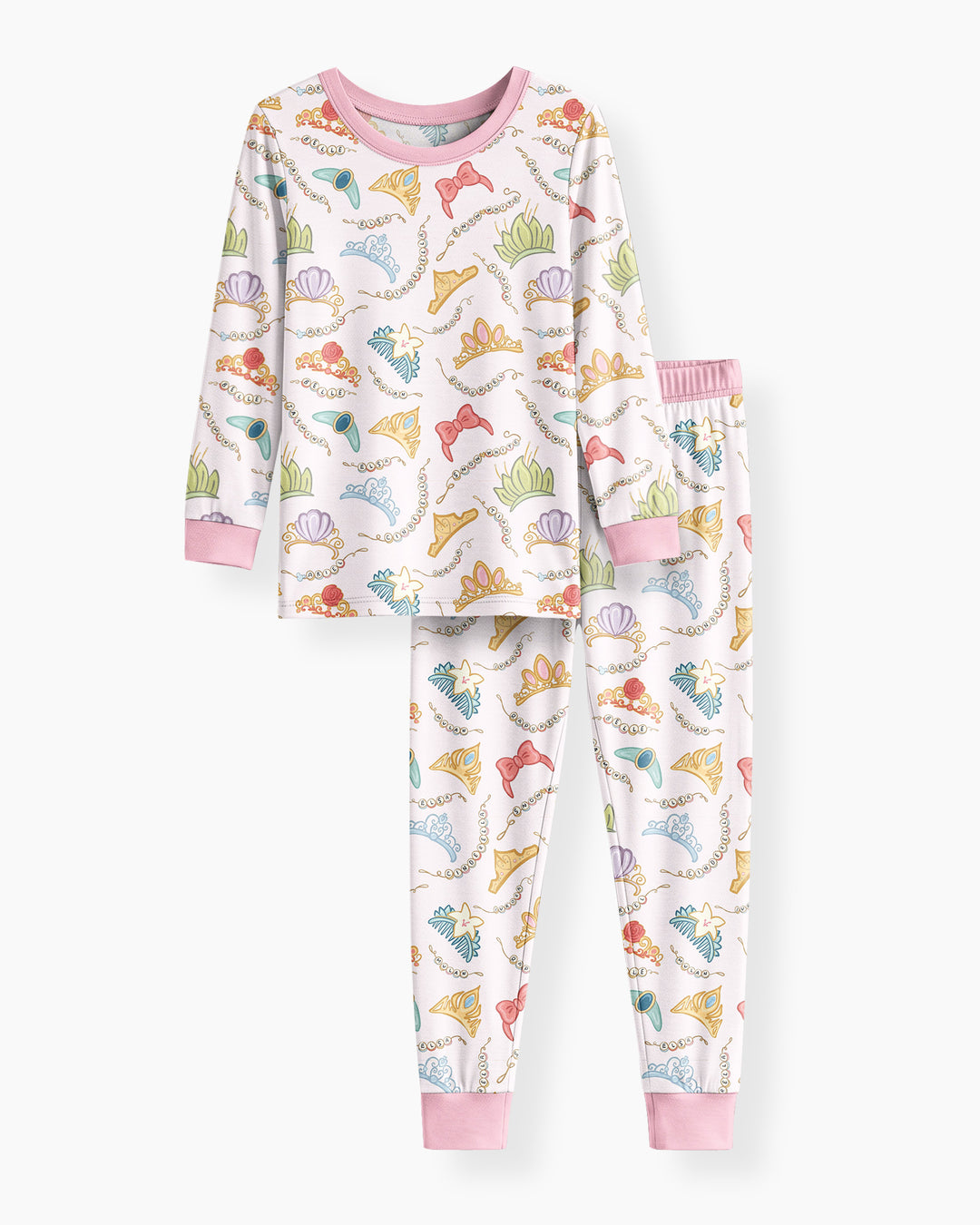 Princess Crowns Bamboo Two Piece Long Sleeve Pajama Set