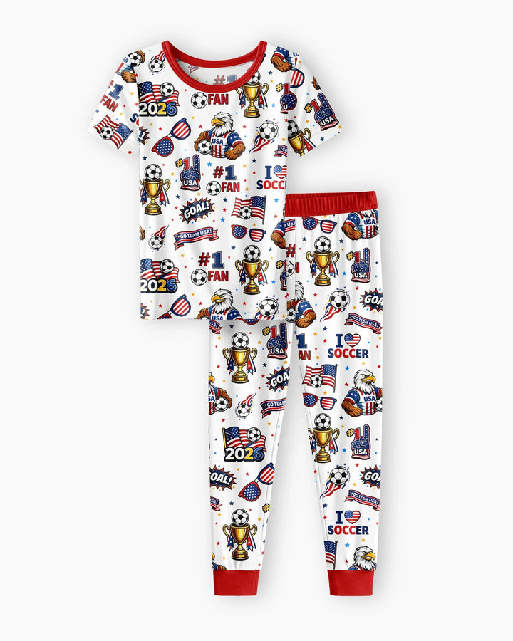 USA Soccer 2026 Party Bamboo Two Piece Short Sleeve Pajama Set