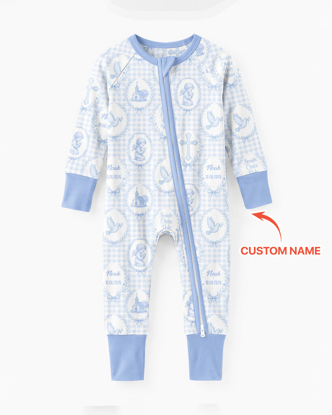 Custom Name Baptism Straight Outta Holy Water Bamboo Convertible Zippy