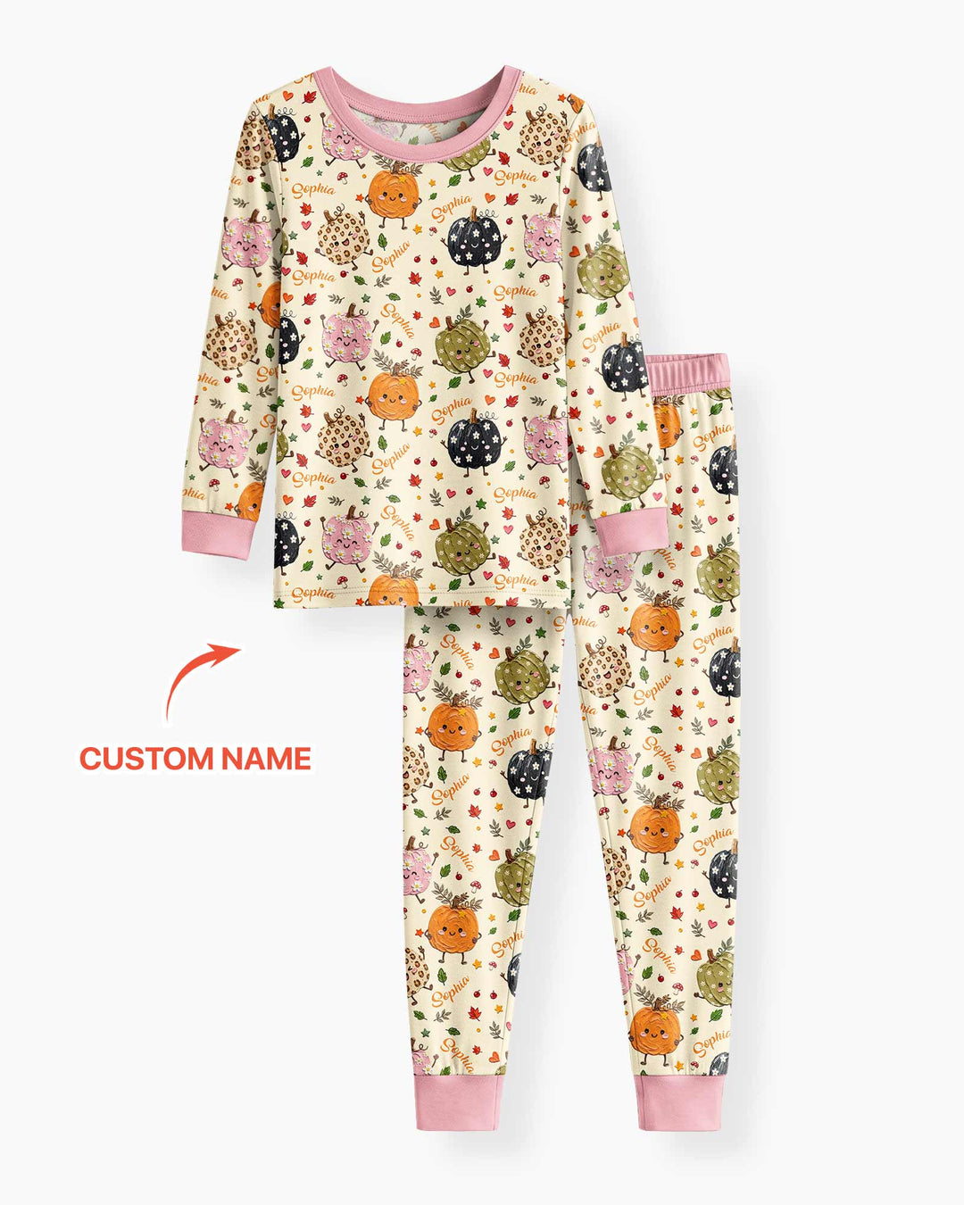 Boho Pumpkin Doodle Bamboo Two Piece Long Sleeve Pajama Set