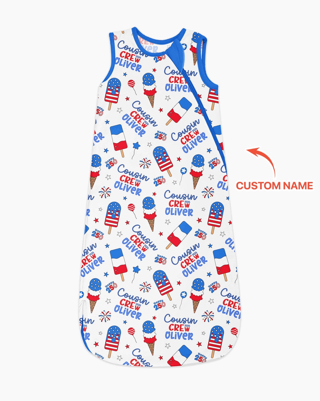 Custom Name 4th of July Cousin Crew Bamboo Sleep Bag