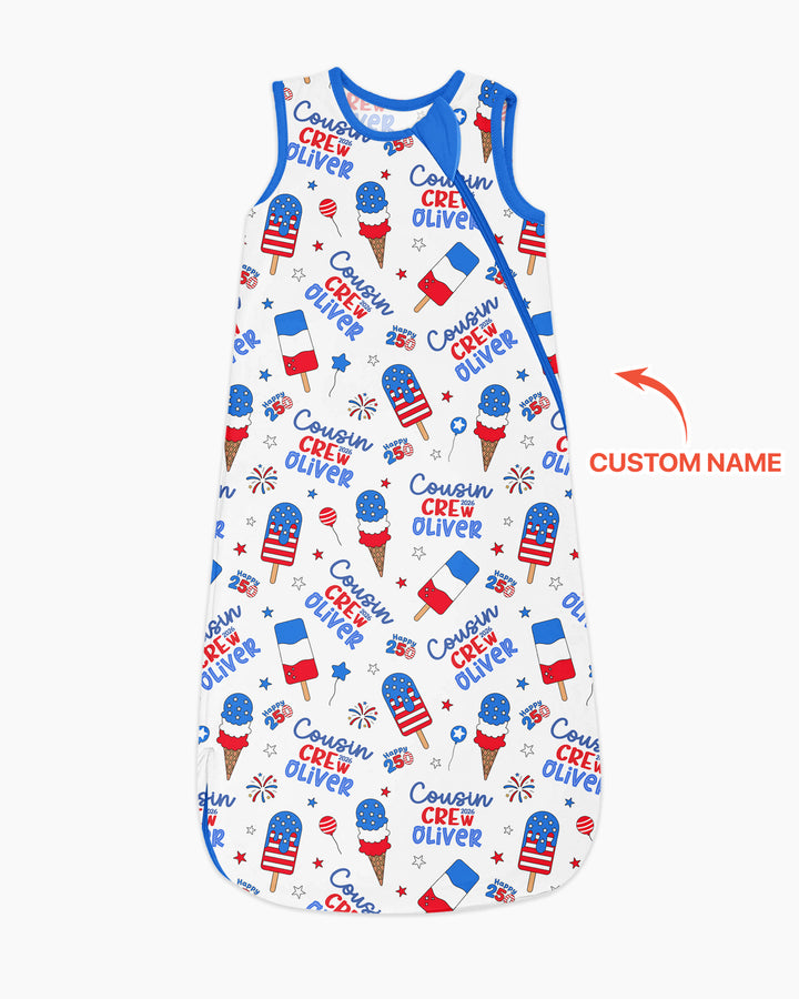 Custom Name 4th of July Cousin Crew Bamboo Sleep Bag