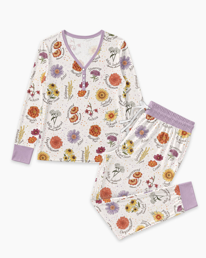 Autumn Blooms of North America Bamboo Women Pajama Set
