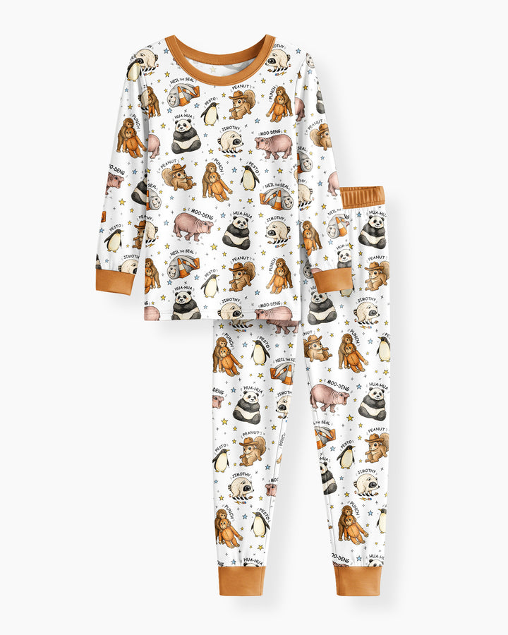 Cute Viral Animals Bamboo Two Piece Long Sleeve Pajama Set