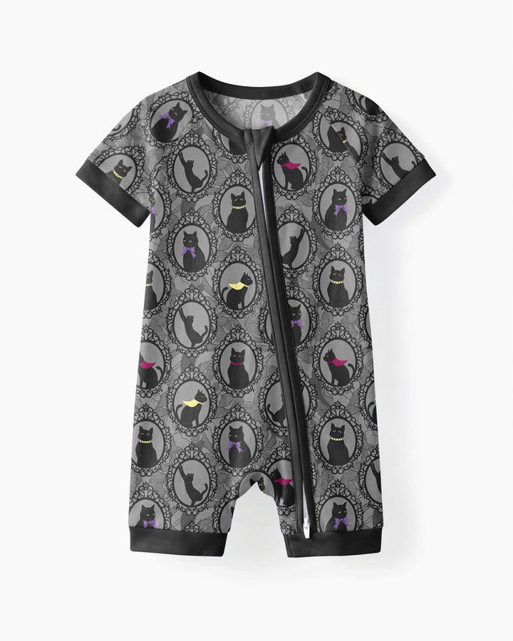 Midnight Cat Parade Bamboo Shorty Zippy