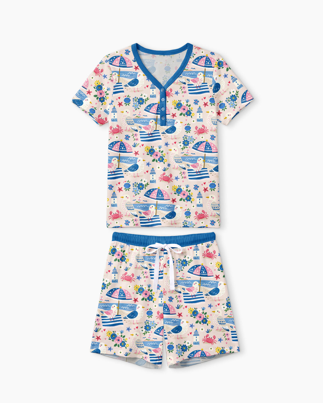 A Day At The Shore Bamboo Women Short Sleeve Short Pajama Set