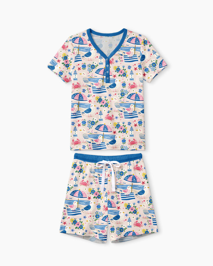 A Day At The Shore Bamboo Women Short Sleeve Short Pajama Set