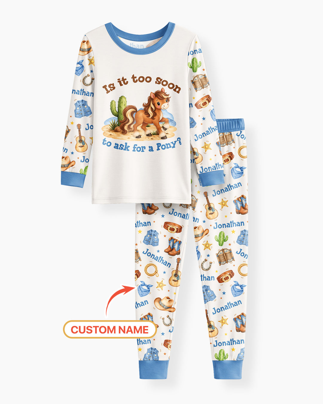 Is It Too Soon To Ask For A Pony Custom Name Bamboo Two Piece Long Sleeve Pajama Set