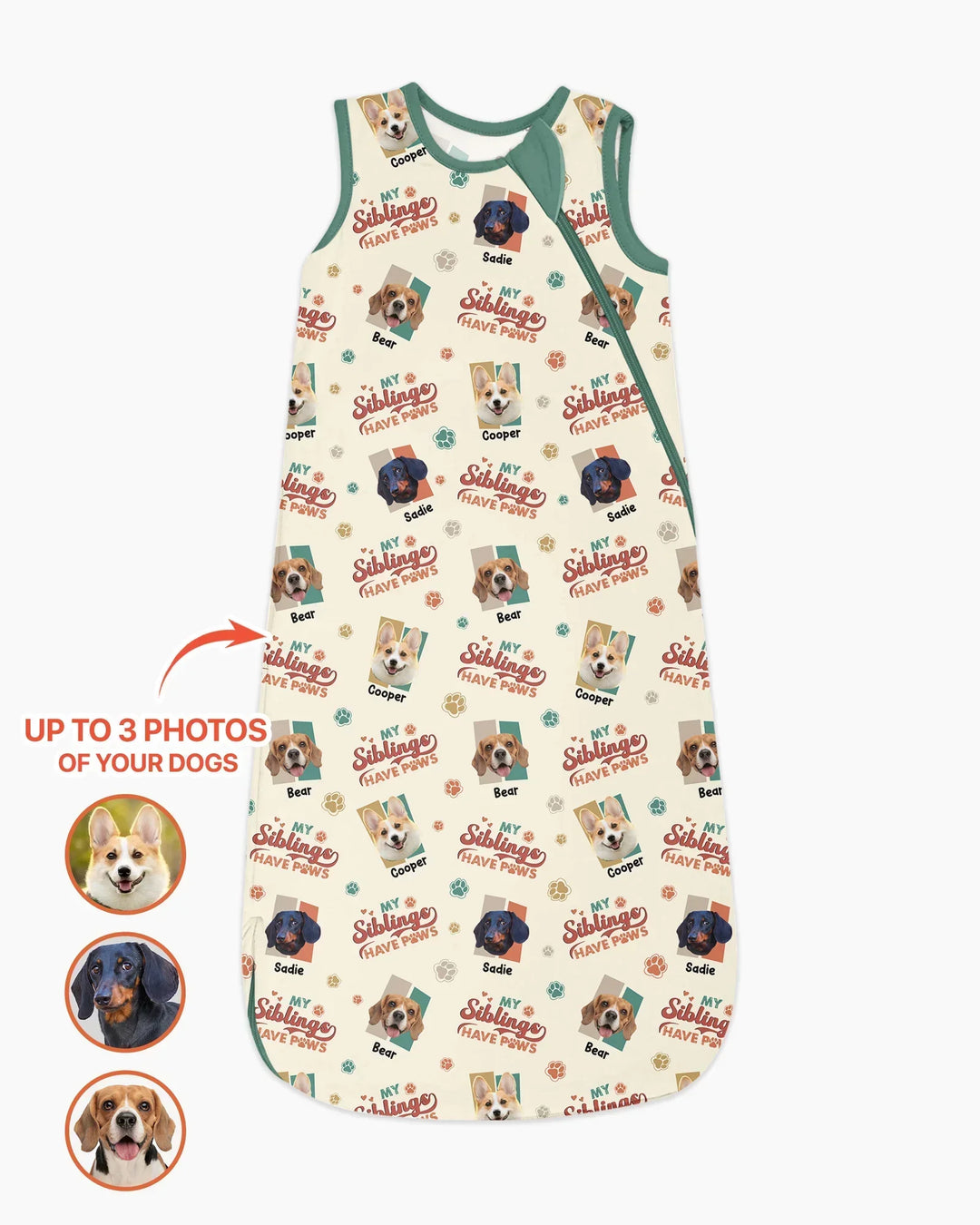 Custom Dog Photos "My Siblings Have Paws" Bamboo Sleep Bag