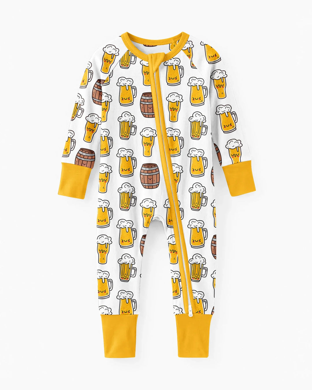 Beer Mugs and Barrels Bamboo Convertible Zippered Romper