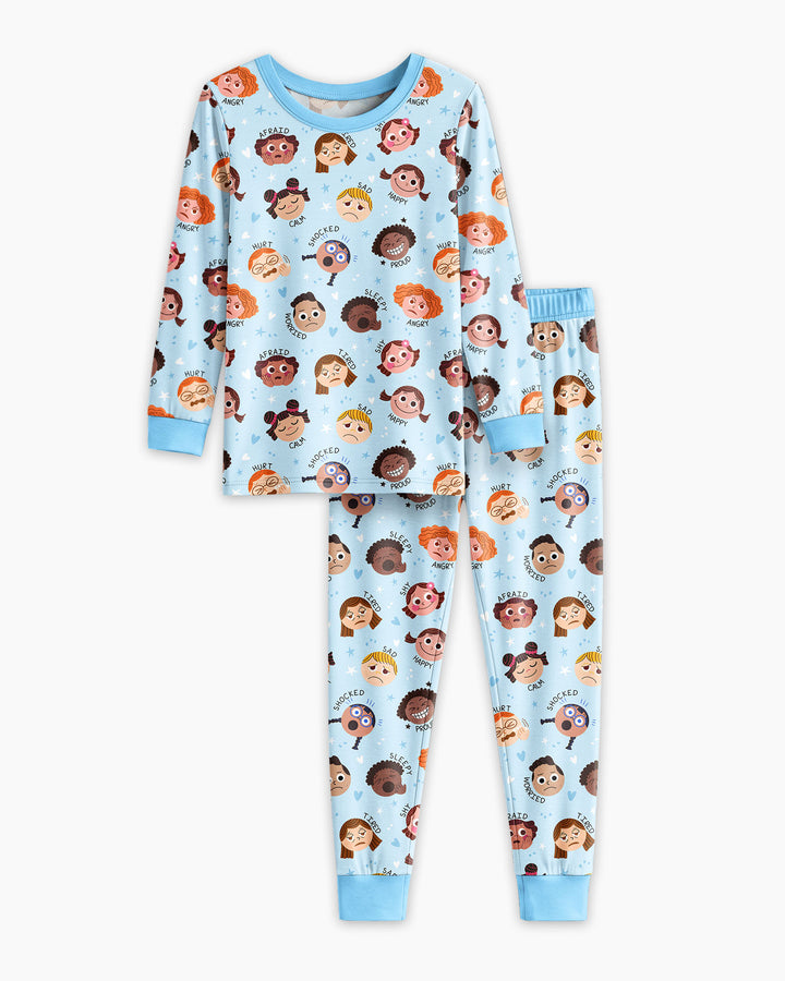 Feelings Vocabulary Bamboo Two Piece Long Sleeve Pajama Set