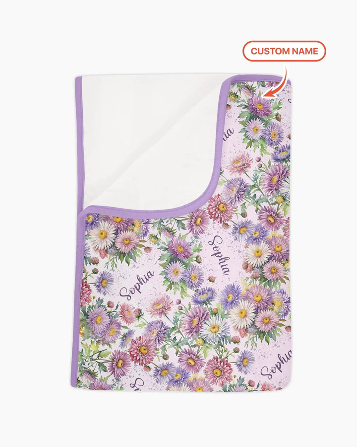 Custom Name Birth Month Flowers Bamboo Blanket