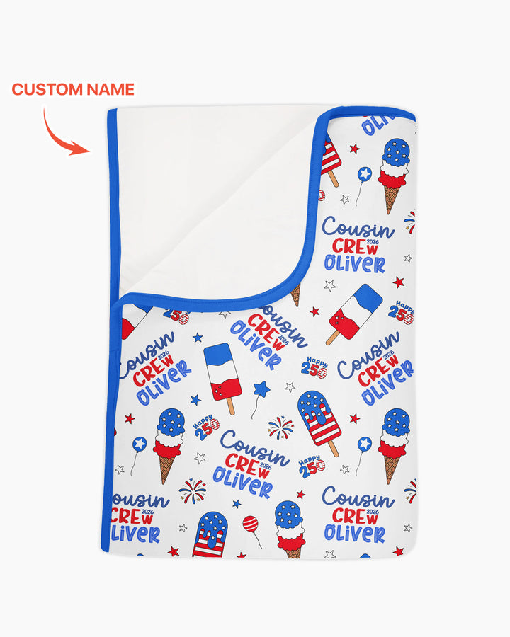 Custom Name 4th of July Cousin Crew Bamboo Blanket