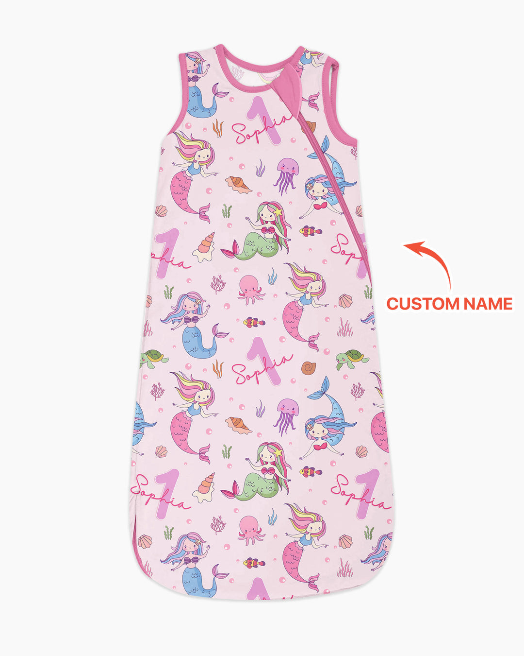Custom Name Birthday Mermaid Wild One Bamboo Sleep Bag