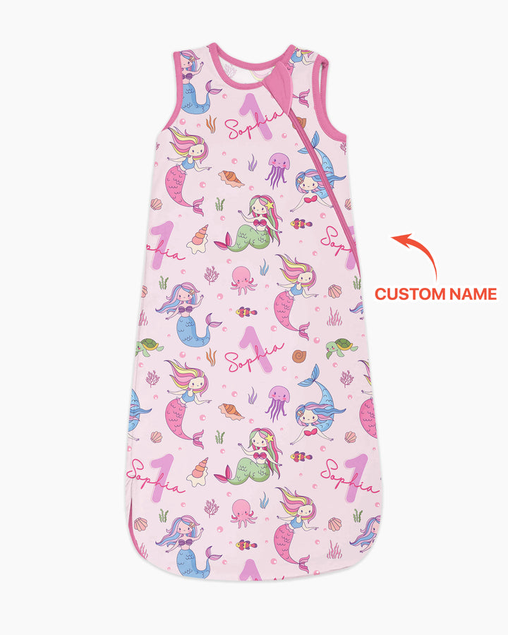 Custom Name Birthday Mermaid Wild One Bamboo Sleep Bag