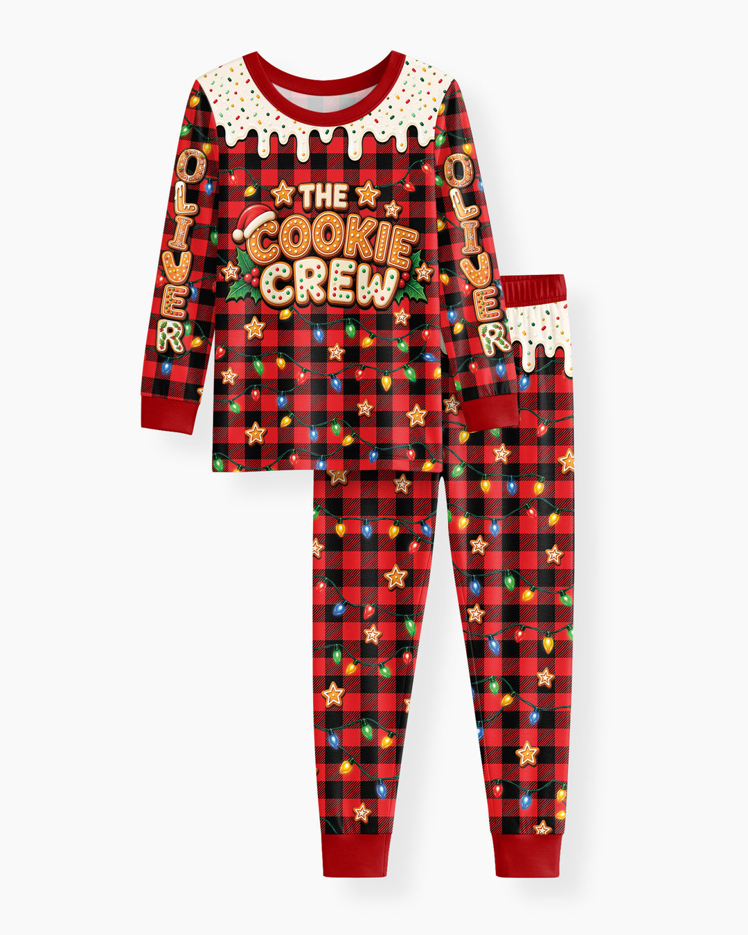 The Cookie Crew Custom Gingerbread Letter Bamboo Two Piece Long Sleeve Pajama Set