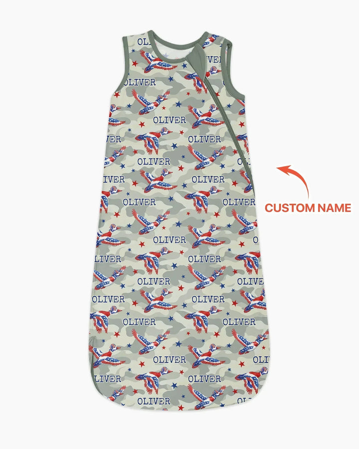 Custom Name America Mallard Duck Family Matching Bamboo Sleep Bag
