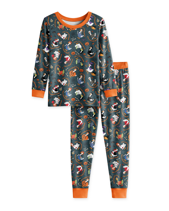 Just A Spooky Goose Family Matching Bamboo Two Piece Long Sleeve Pajama Set