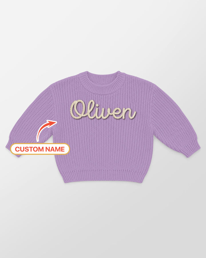 Embroidered Baby Name Bamboo Knit Sweater Bubble