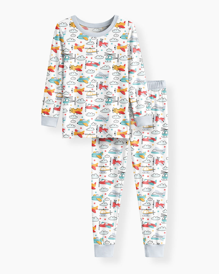 Airplanes And Helicopters Bamboo Two Piece Pyjamas Set