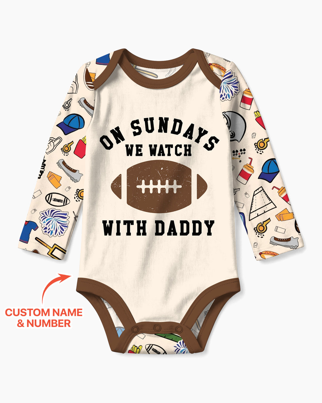 On Sundays We Watch Football With Daddy Family Matching Bamboo Bodysuit