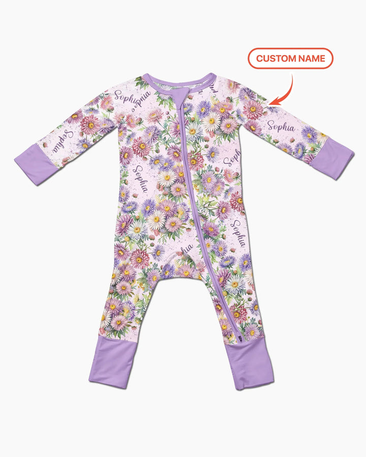 Custom Name Birth Month Flowers Bamboo Convertible Zippy