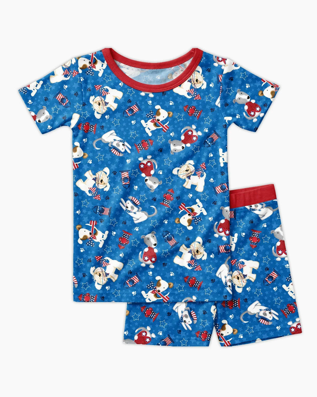 Red, White & Woof Family Matching Bamboo Two Piece Short Sleeve Shorts Pajama Set