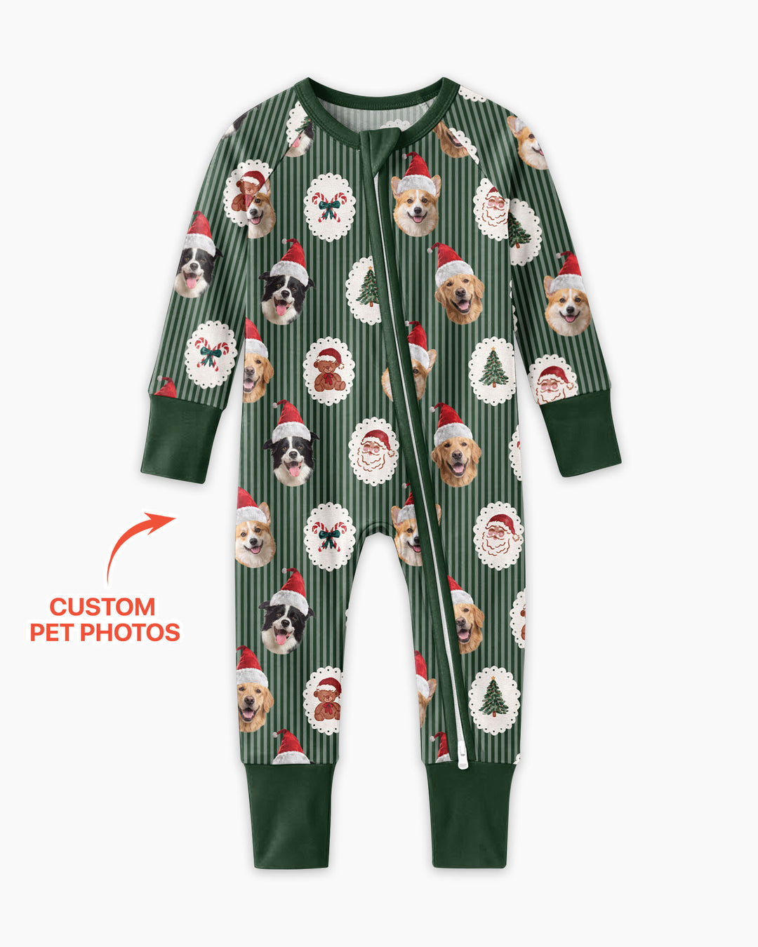 Custom Pet Face Christmas Cameo Bamboo Convertible Zippy