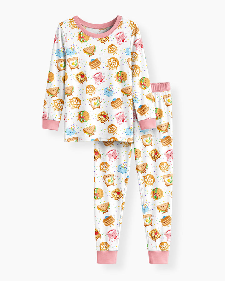 Breakfast Buddies Bamboo Two Piece Long Sleeve Pajama Set