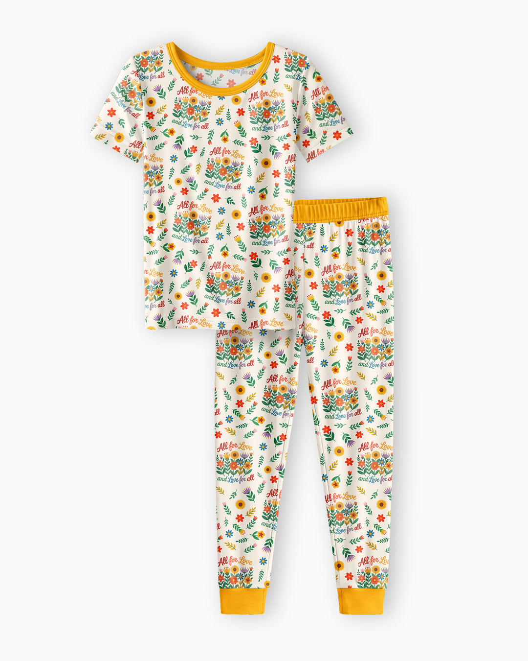 Love For All Family Matching Bamboo Two Piece Short Sleeve Pajama Set