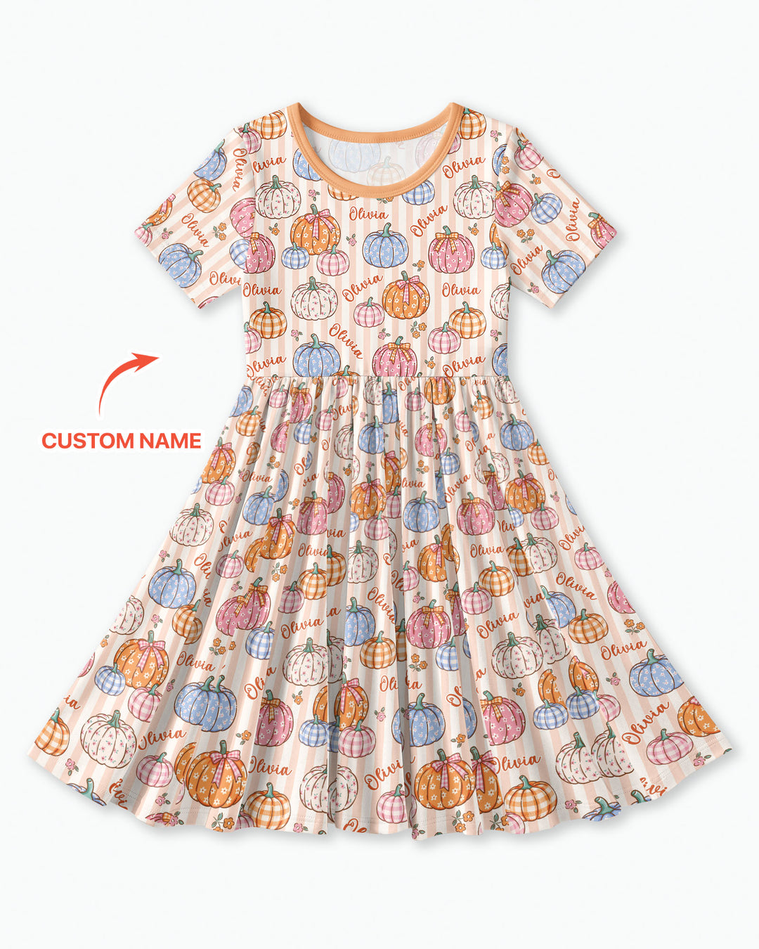 Custom Name Pumpkin Patch Bamboo Twirl Dress