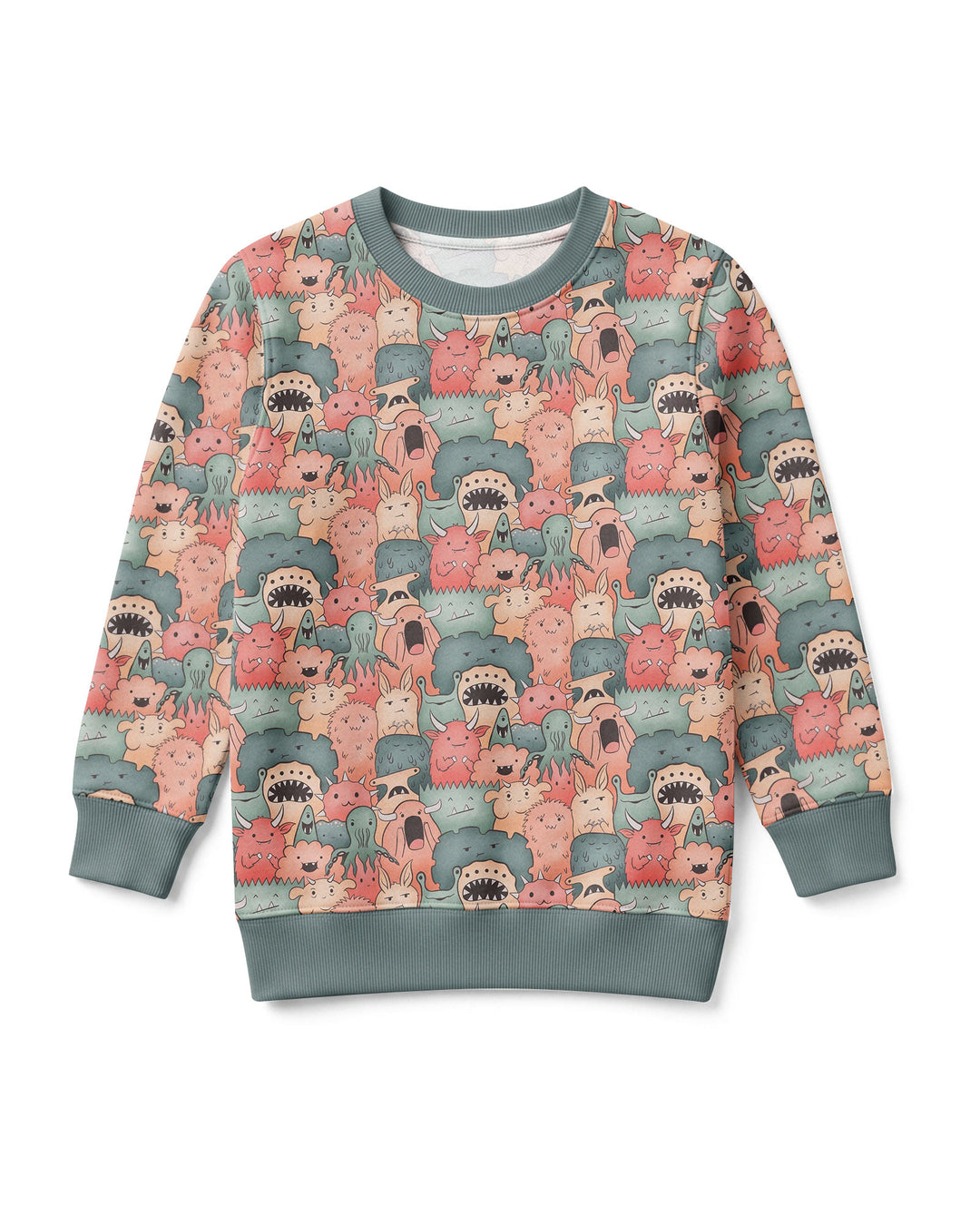 Cute Monster Crowd Bamboo Crewneck Sweatshirt