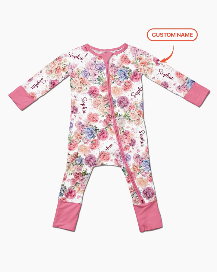 Custom Name Birth Month Flowers Bamboo Convertible Zippy