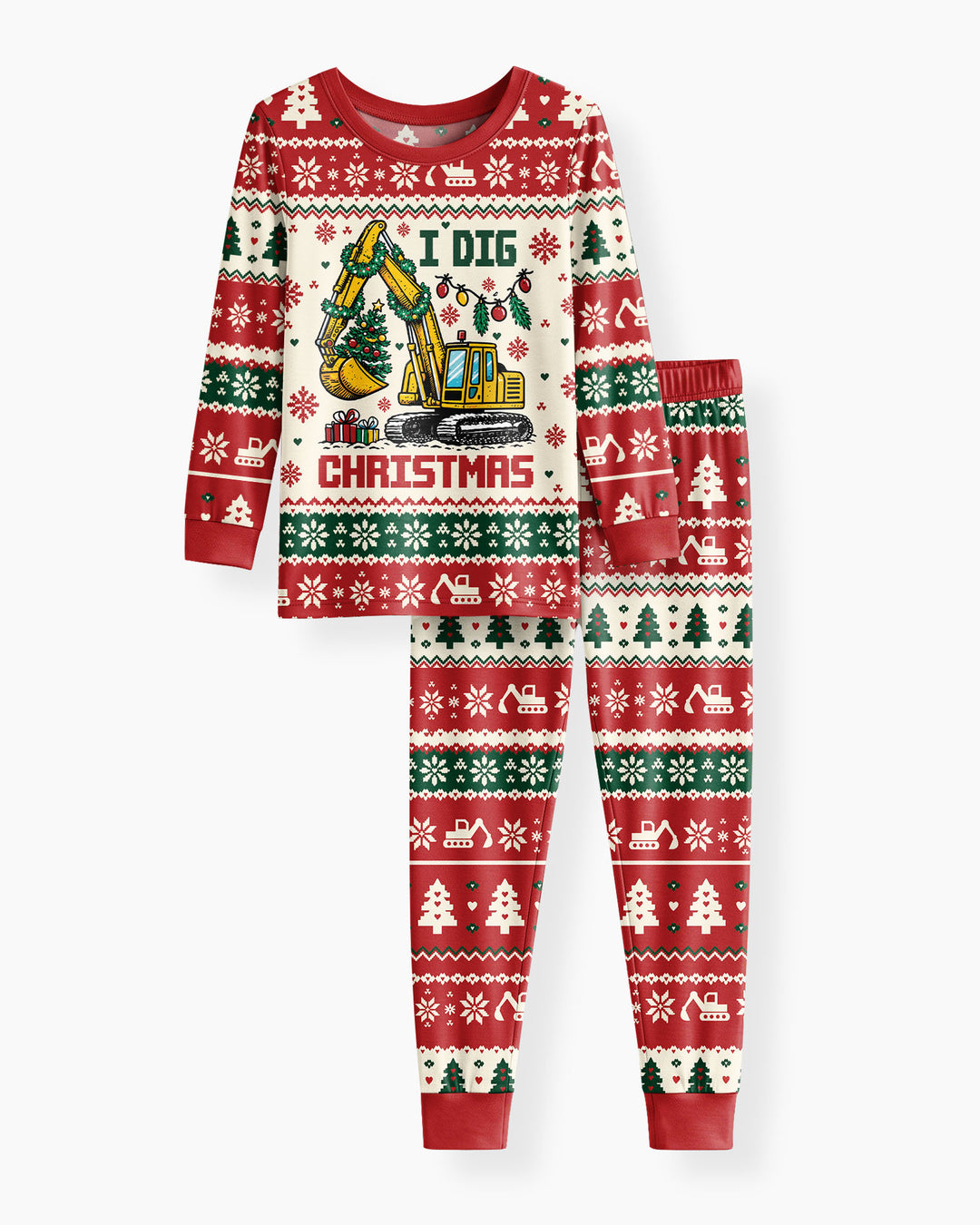 I Dig Christmas Ugly Bamboo Two Piece Long Sleeve Pajama Set
