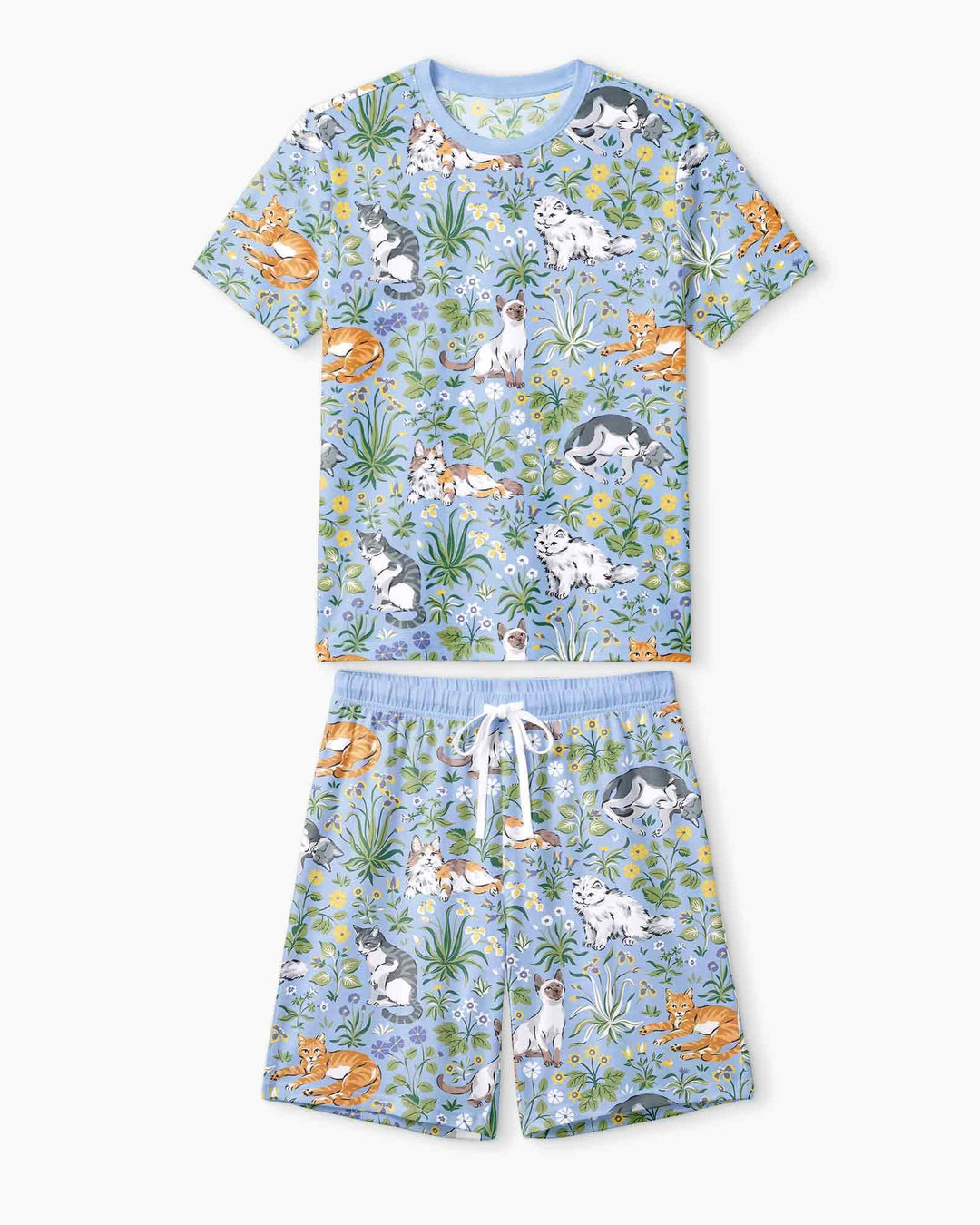 Kitten Garden Family Matching Bamboo Men Short Sleeve Short Pajama Set