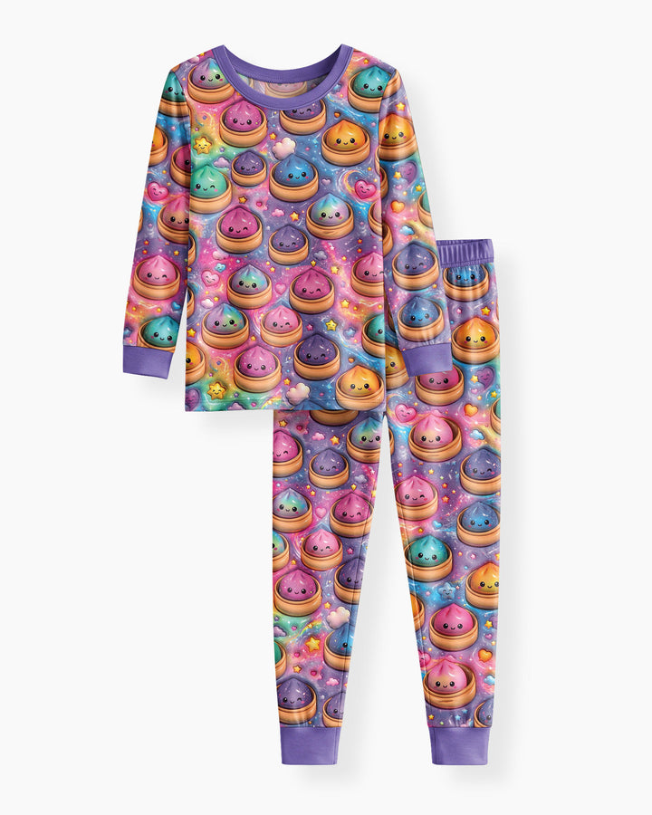 Kawaii Glitter Dumpling Bamboo Two Piece Long Sleeve Pajama Set