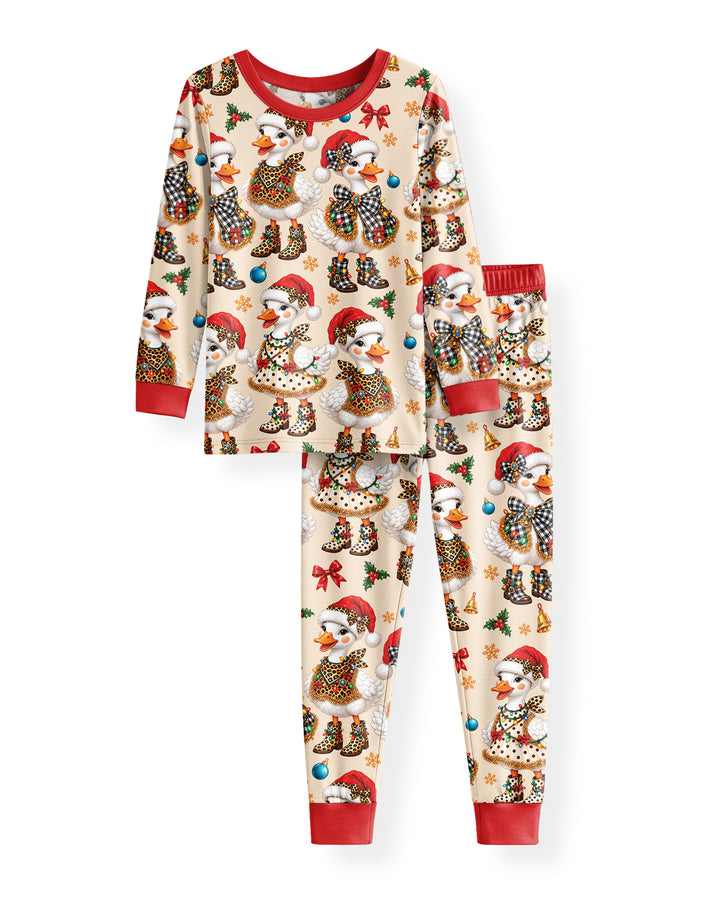 Holly Jolly Cowgirl Ducks Bamboo Two Piece Long Sleeve Pajama Set