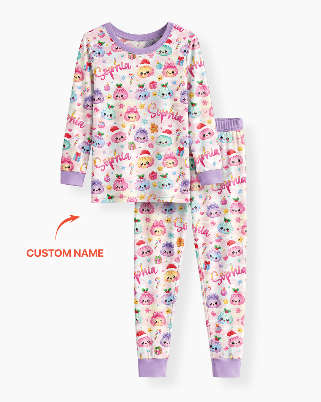 Christmas Dumpling Bamboo Two Piece Long Sleeve Pajama Set