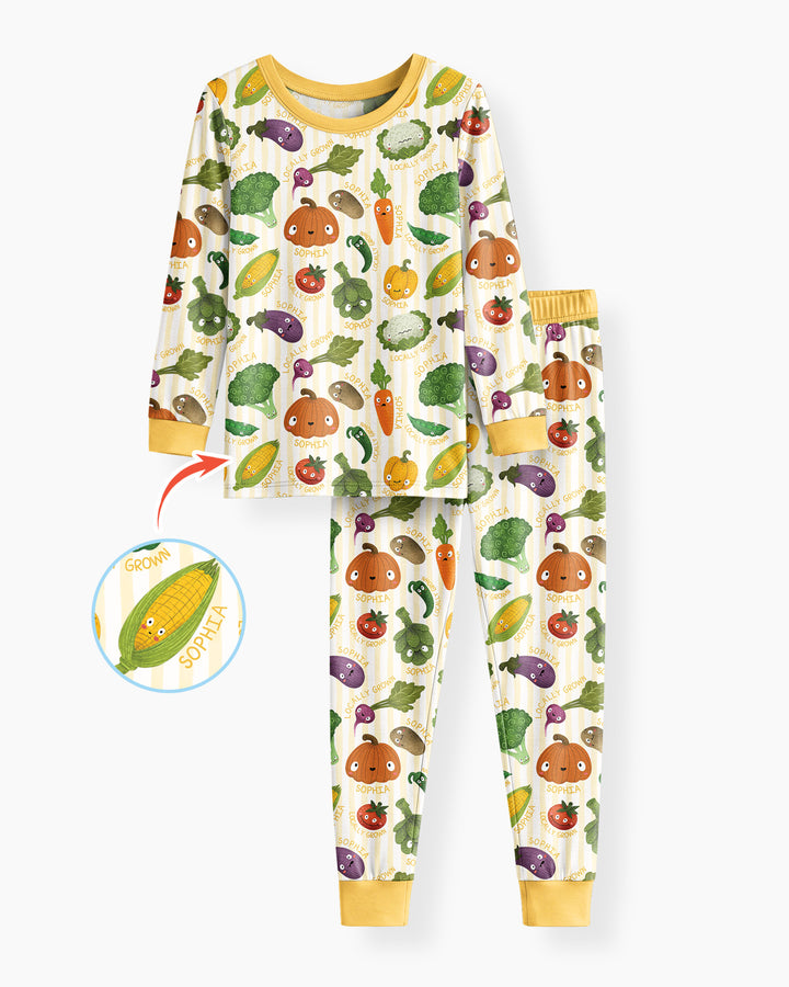 Locally Grown Baby Custom Name Bamboo Two Piece Long Sleeve Pajama Set