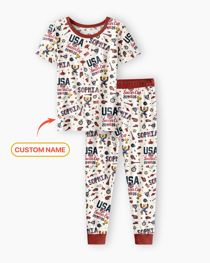 My First Soccer Cup 2026 Bamboo Two Piece Short Sleeve Pajama Set