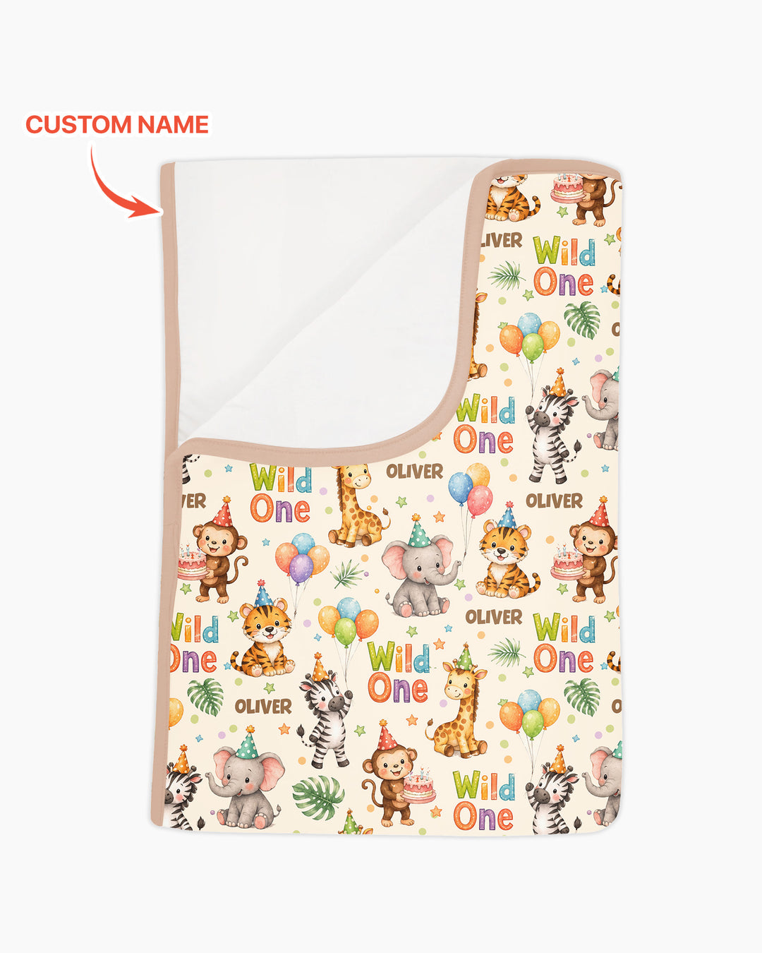 Custom Name 1st Birthday Wild One Bamboo Blanket